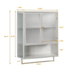 Wall-Mounted Cabinet with Double Glass Doors and Adjustable Shelves