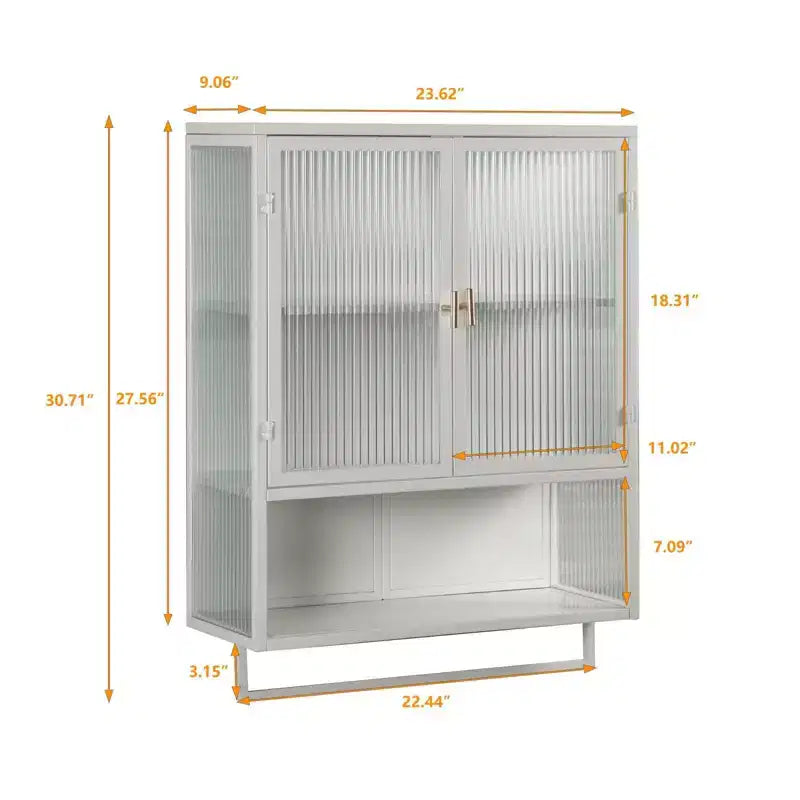 Wall-Mounted Cabinet with Double Glass Doors and Adjustable Shelves