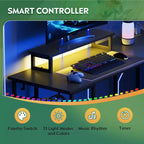 55-Inch L-Shaped Gaming Desk with Storage, Power Outlets & LED Lights