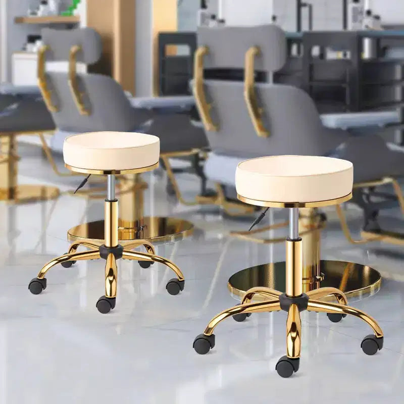 Round Swivel Stool with Adjustable Height and Wheels