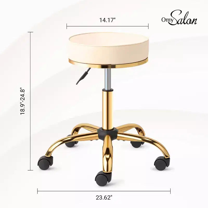 Round Swivel Stool with Adjustable Height and Wheels