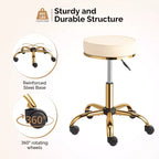 Round Swivel Stool with Adjustable Height and Wheels