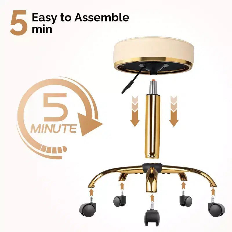 Round Swivel Stool with Adjustable Height and Wheels