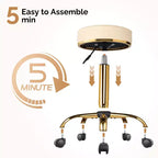 Round Swivel Stool with Adjustable Height and Wheels