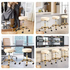 Round Swivel Stool with Adjustable Height and Wheels