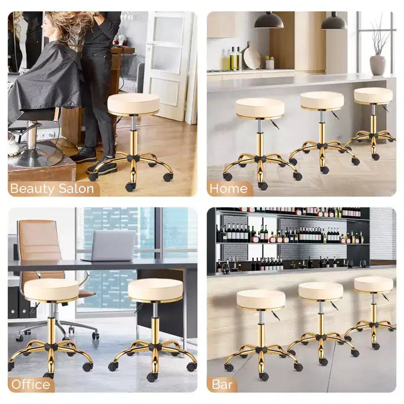 Round Swivel Stool with Adjustable Height and Wheels