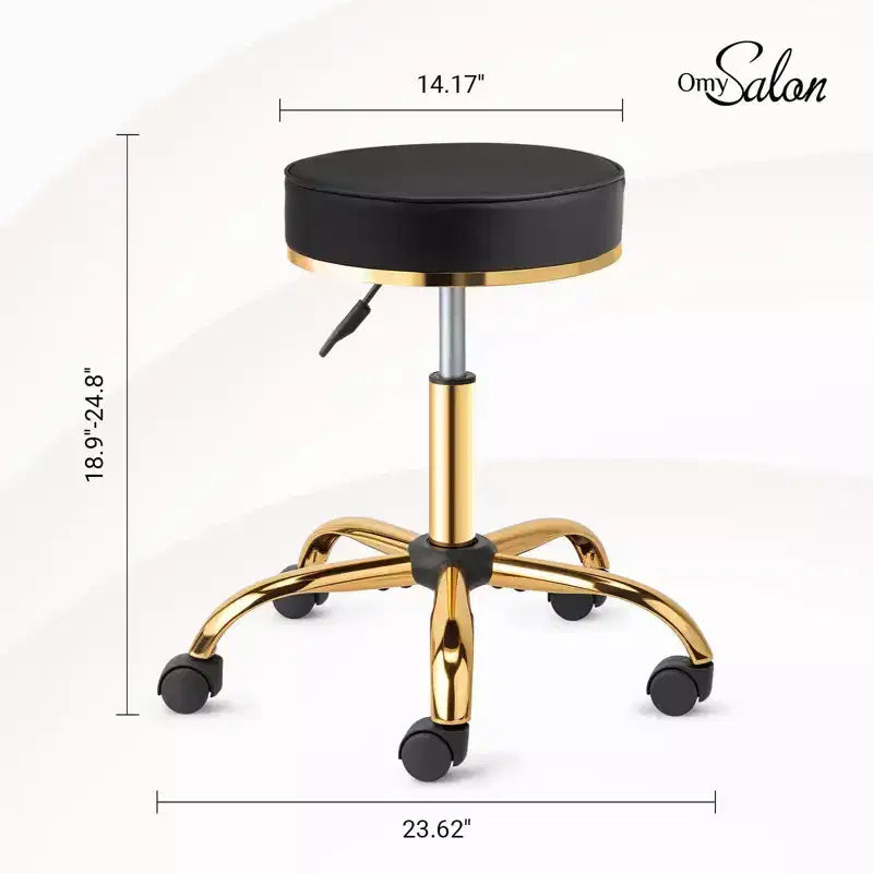 Round Swivel Stool with Adjustable Height and Wheels