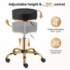 Round Swivel Stool with Adjustable Height and Wheels