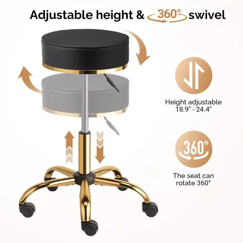 Round Swivel Stool with Adjustable Height and Wheels