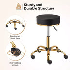 Round Swivel Stool with Adjustable Height and Wheels