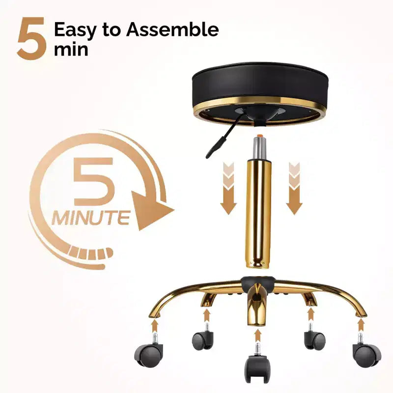 Round Swivel Stool with Adjustable Height and Wheels