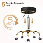 Round Swivel Stool with Adjustable Height and Wheels