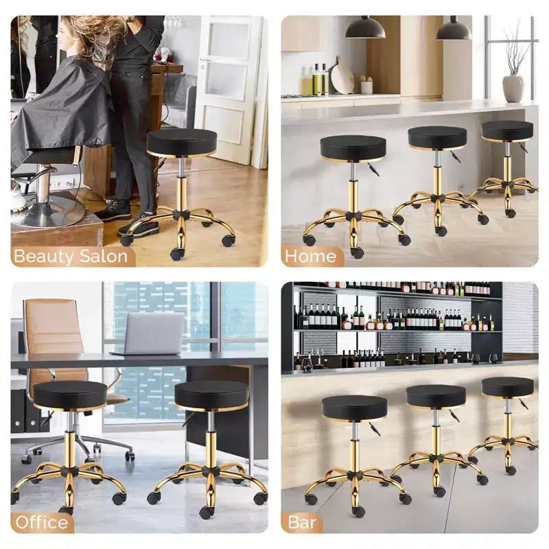 Round Swivel Stool with Adjustable Height and Wheels