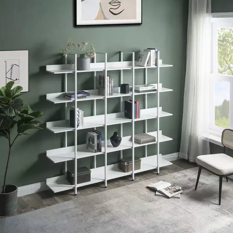 5-Tier Bookcase with Metal Frame Open Bookshelf, 70.87" Tall Storage Shelf