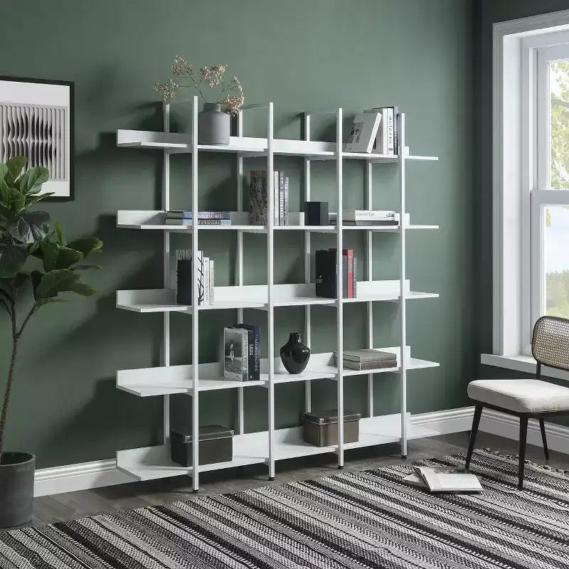 5-Tier Bookcase with Metal Frame Open Bookshelf, 70.87" Tall Storage Shelf
