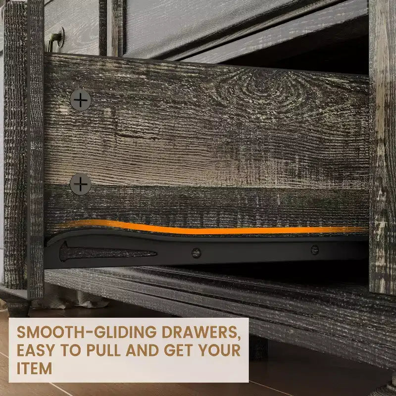 9-Drawer Dresser with Vintage Metal Handles – MDF Wood, 47.3 inches Wide