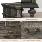 9-Drawer Dresser with Vintage Metal Handles – MDF Wood, 47.3 inches Wide