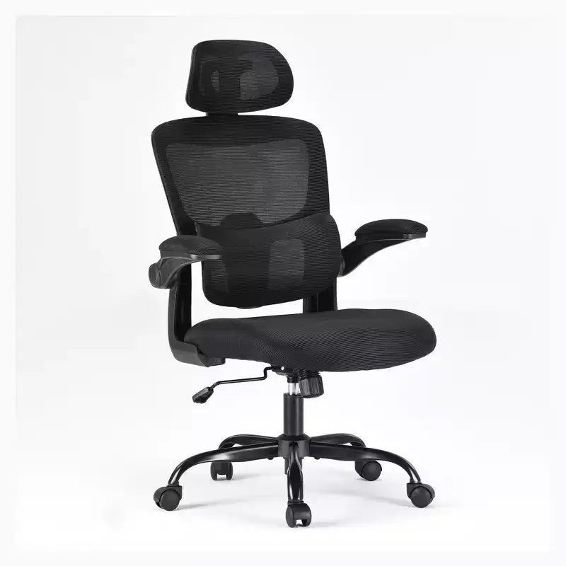 High Back Ergonomic Home Office Chair with Flip-Up Armrests and Adjustable Lumbar Support