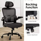 High Back Ergonomic Home Office Chair with Flip-Up Armrests and Adjustable Lumbar Support