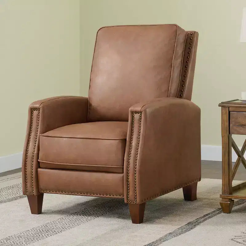 Push Back Recliner Chair with Nailhead Trims for Living Room
