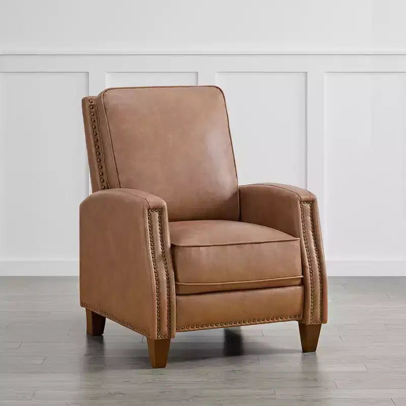 Push Back Recliner Chair with Nailhead Trims for Living Room