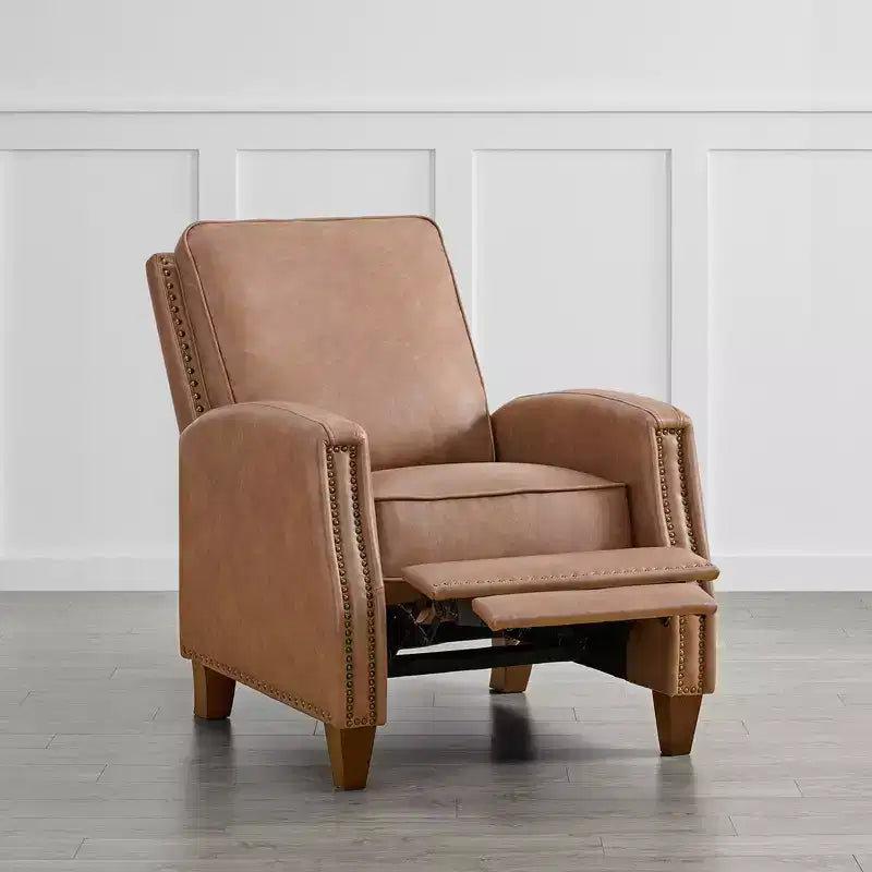 Push Back Recliner Chair with Nailhead Trims for Living Room