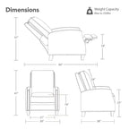 Push Back Recliner Chair with Nailhead Trims for Living Room