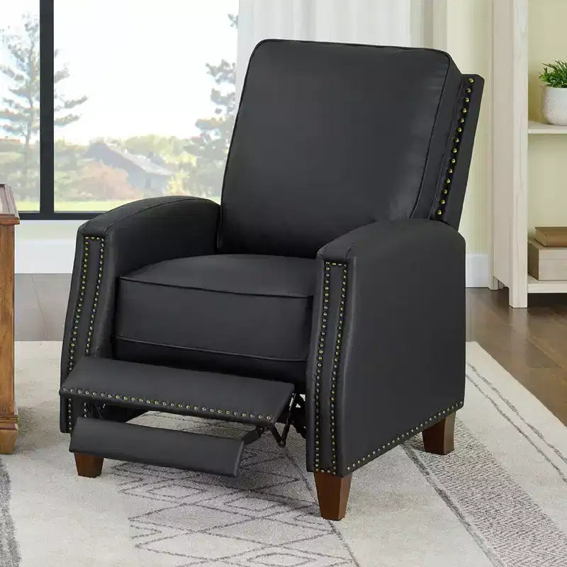 Push Back Recliner Chair with Nailhead Trims for Living Room