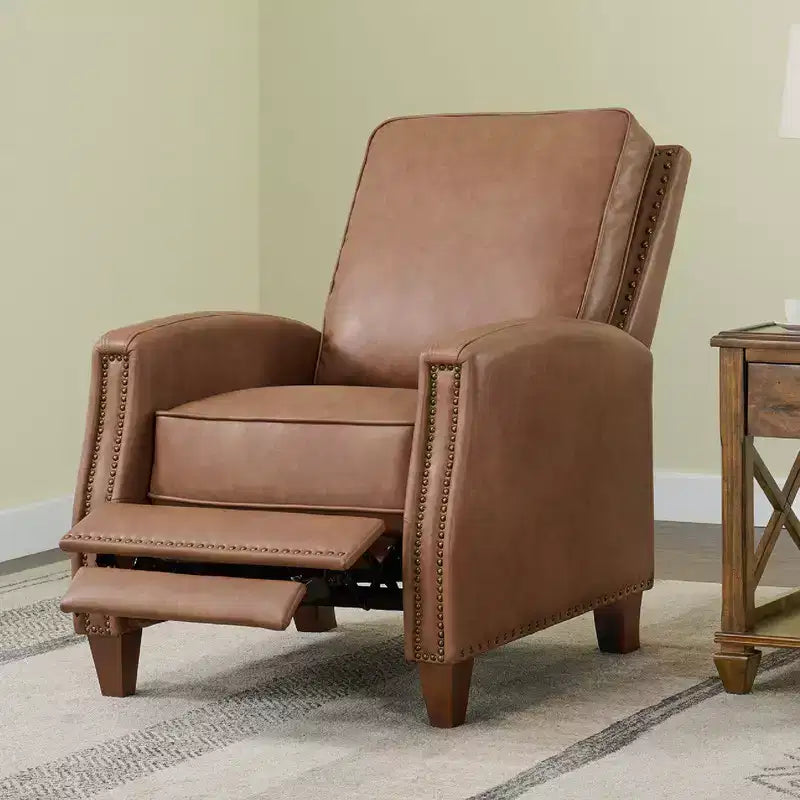 Push Back Recliner Chair with Nailhead Trims for Living Room