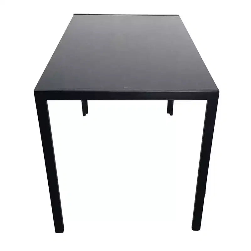 Rectangular Glass Top Dining Table with Metal Frame, Seats 4