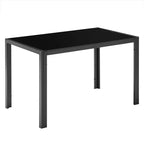 Rectangular Glass Top Dining Table with Metal Frame, Seats 4