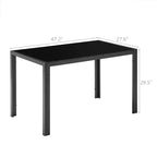 Rectangular Glass Top Dining Table with Metal Frame, Seats 4
