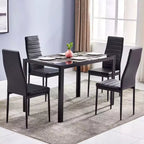 Rectangular Glass Top Dining Table with Metal Frame, Seats 4
