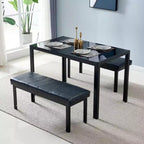 Rectangular Glass Top Dining Table with Metal Frame, Seats 4