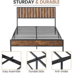 Metal Platform Bed Frame with Headboard and Footboard