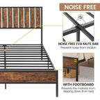 Metal Platform Bed Frame with Headboard and Footboard