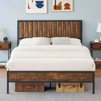 Metal Platform Bed Frame with Headboard and Footboard