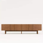 86.6 Inch TV Stand for TVs up to 90 Inches with Storage Cabinets and Wood Legs