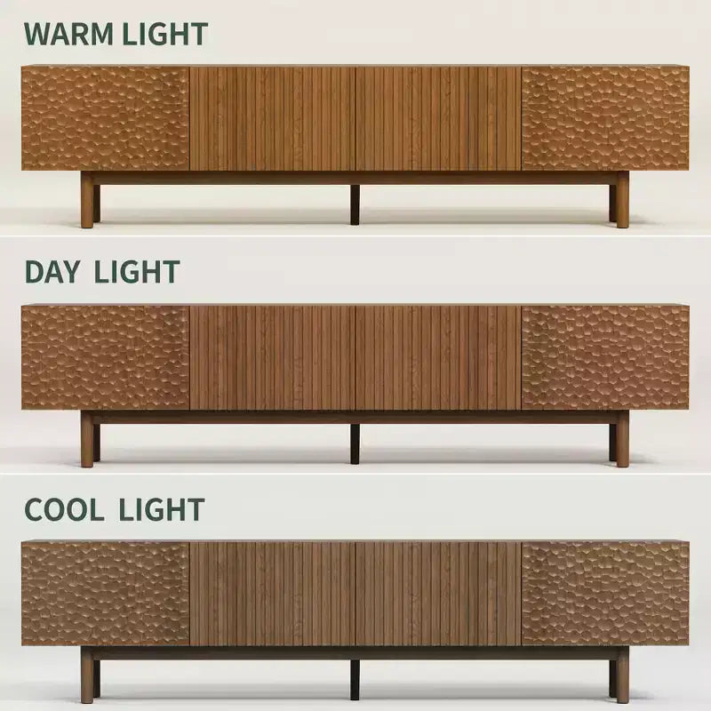 86.6 Inch TV Stand for TVs up to 90 Inches with Storage Cabinets and Wood Legs