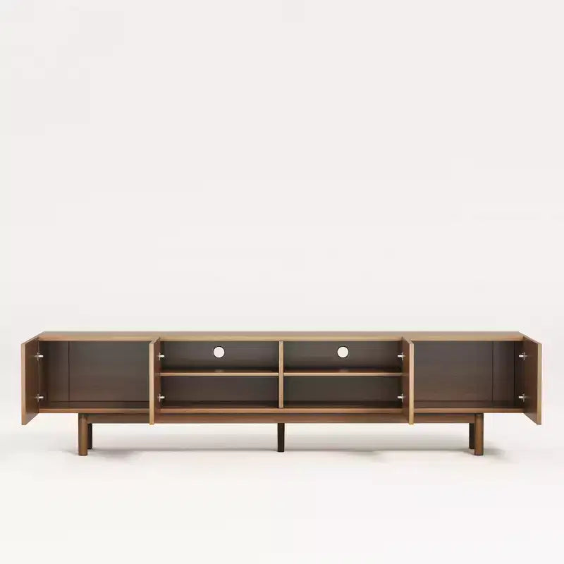 86.6 Inch TV Stand for TVs up to 90 Inches with Storage Cabinets and Wood Legs
