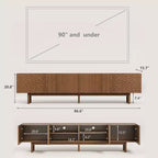 86.6 Inch TV Stand for TVs up to 90 Inches with Storage Cabinets and Wood Legs