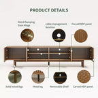 86.6 Inch TV Stand for TVs up to 90 Inches with Storage Cabinets and Wood Legs