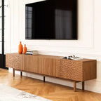 86.6 Inch TV Stand for TVs up to 90 Inches with Storage Cabinets and Wood Legs