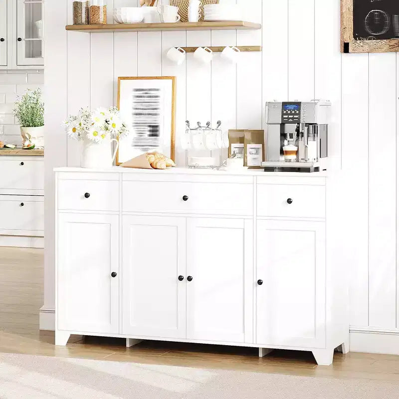 55-Inch Sideboard Buffet Cabinet with 3 Drawers and 4 Doors