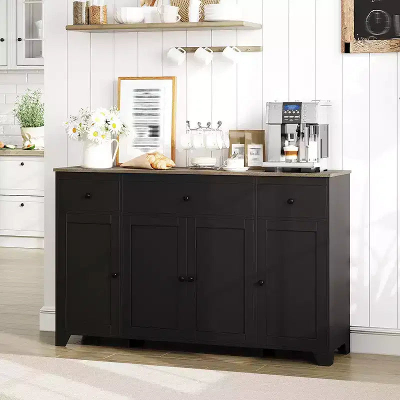 55-Inch Sideboard Buffet Cabinet with 3 Drawers and 4 Doors