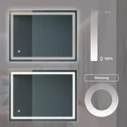 32 x 24 Inch LED Bathroom Mirror with Anti-Fog and Dimmable Light