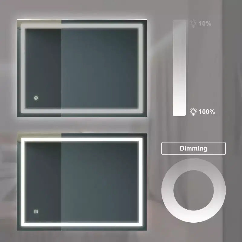 32 x 24 Inch LED Bathroom Mirror with Anti-Fog and Dimmable Light