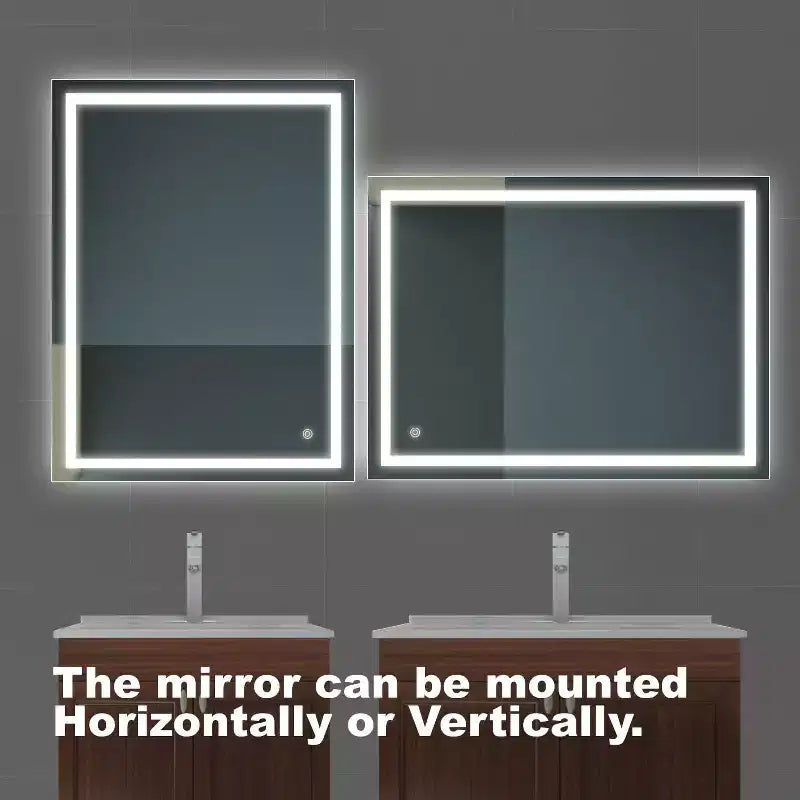 32 x 24 Inch LED Bathroom Mirror with Anti-Fog and Dimmable Light