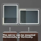 32 x 24 Inch LED Bathroom Mirror with Anti-Fog and Dimmable Light