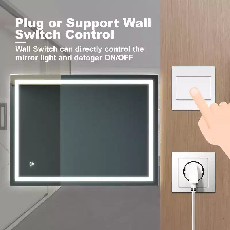 32 x 24 Inch LED Bathroom Mirror with Anti-Fog and Dimmable Light
